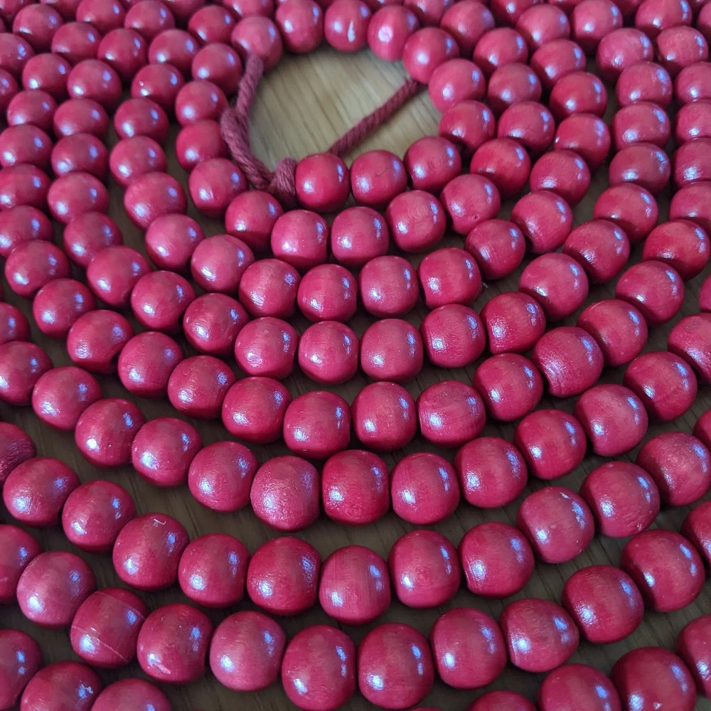 20ft cranberry red wood beads garland